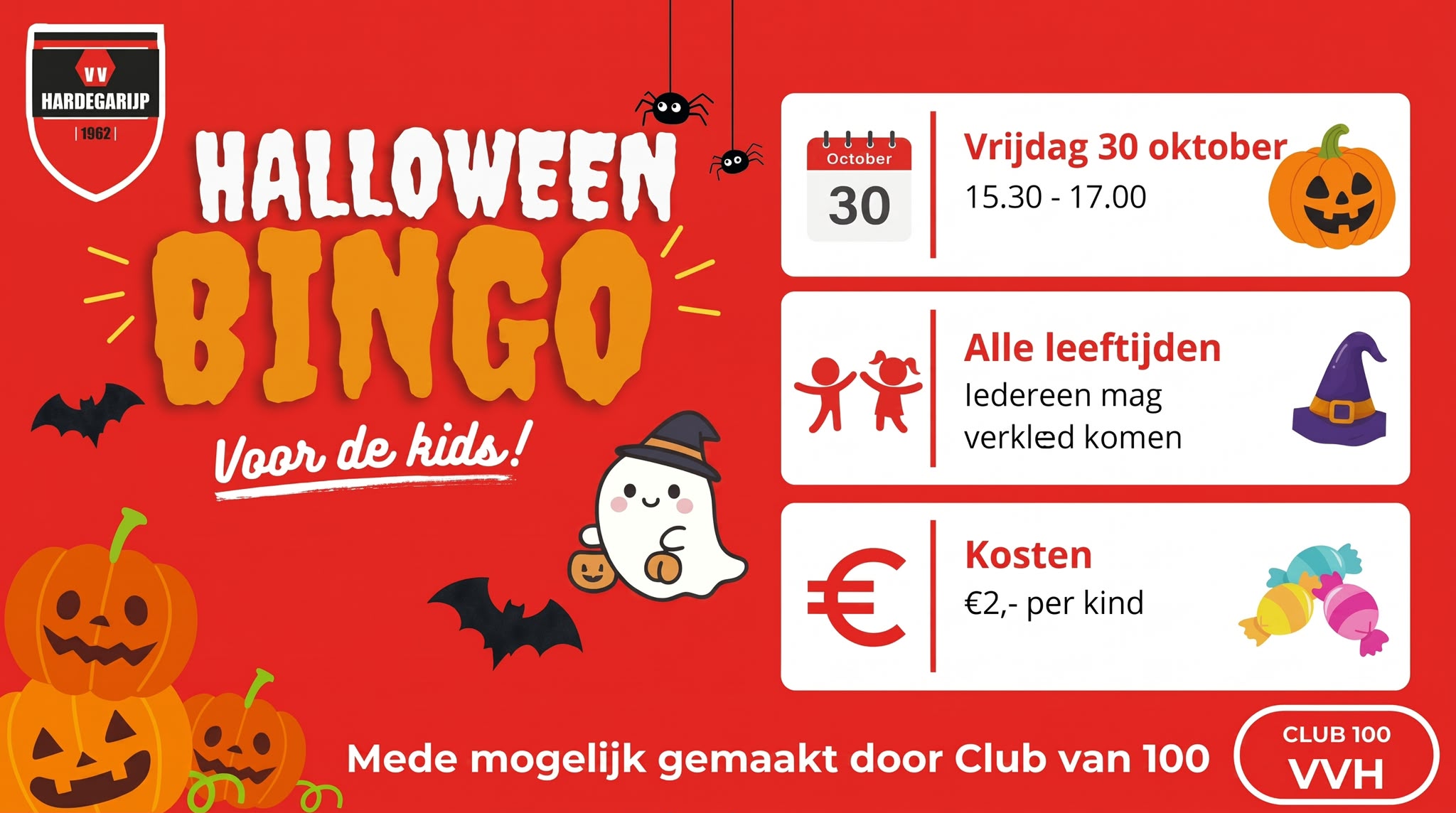 Halloweenbingo voor de kids op vrijdag 30 oktober! 🎃