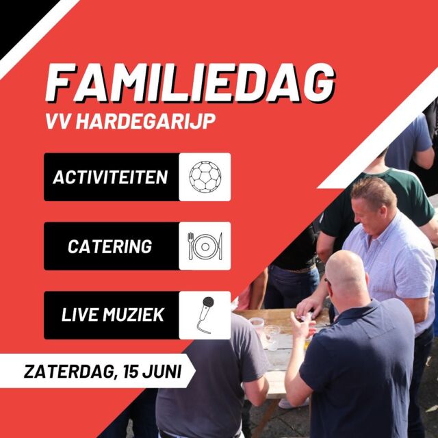 🔴⚫️ Save the date 🔴⚫️

Op zaterdag 15 juni staat de jaarlijkse familiedag van VV Hardegarijp gepland. Binnenkort volgt meer informatie maar noteer deze datum alvast in je agenda📅.