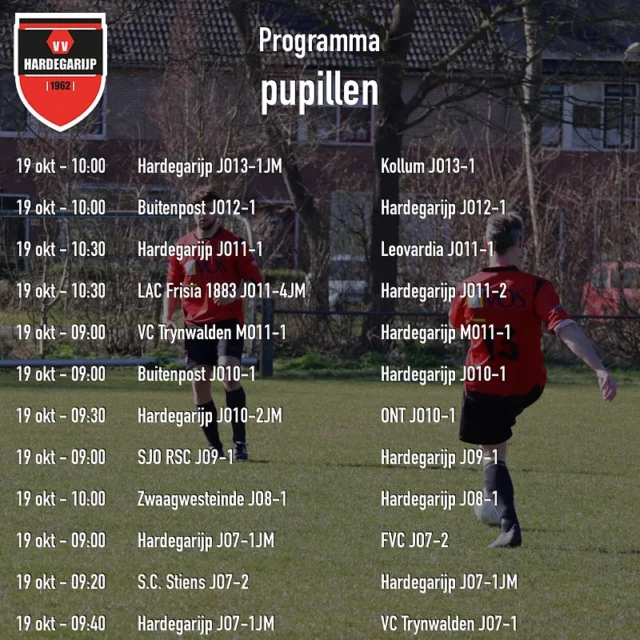 Programma zaterdag 19 oktober #vvh 🔴⚫️