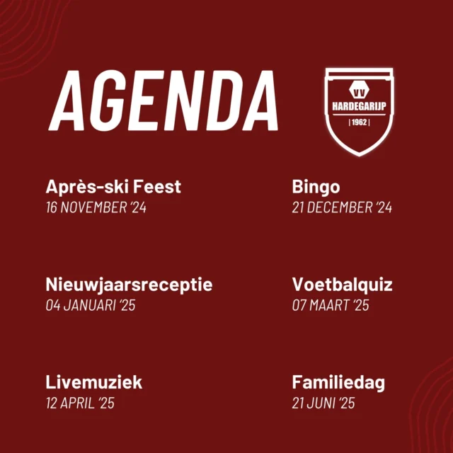 🥳 Ook dit seizoen is onze activiteitencommissie weer lekker bezig. Bekijk hier de agenda.

Het eerstvolgende feestje: De apres-ski party op 16 november! ⛷️🍺🍷
De gezellige après-ski hits worden gedraaid door Partytip, en wij zorgen natuurlijk voor voldoende versnaperingen. Trek je mooiste après-ski outfit aan, want de groep met de leukste outfits maakt kans op een meter bier 🍻!