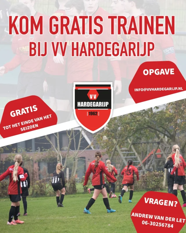 🎒 Heb je meegedaan aan het schoolvoetbal en smaakt het naar meer? Of droom je er al een tijdje van om te gaan voetballen? Dan is dit je kans! ⚽
Bij VV Hardegarijp kun je GRATIS meetrainen tot het einde van het seizoen! Of je nu een beginner bent of al een balletje kunt trappen – iedereen is welkom 💪

👟 Meedoen? Stuur een mailtje naar info@vvhardegarijp.nl
📞 Vragen? Bel of app met Andrew van der Let

👉 Trek je schoenen aan en kom gezellig meevoetballen!
#vvhardegarijp #schoolvoetbal #meetrainen #hurdegaryp 🖤❤️