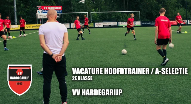 ⚽ VV Hardegarijp zoekt een nieuwe hoofdtrainer (A-selectie) 🖤❤️

Voor het seizoen 2026–2027 zijn wij op zoek naar een enthousiaste en gedreven hoofdtrainer die samen met ons wil bouwen aan een stabiele tweedeklasser.
Je werkt met een leergierige selectie, krijgt ruimte voor je eigen visie en komt terecht bij een club waar prestaties en plezier hand in hand gaan.

👉 Interesse of ken je iemand die past bij deze uitdaging?
Bekijk de volledige vacature op onze website en reageer via info@vvhardegarijp.nl
