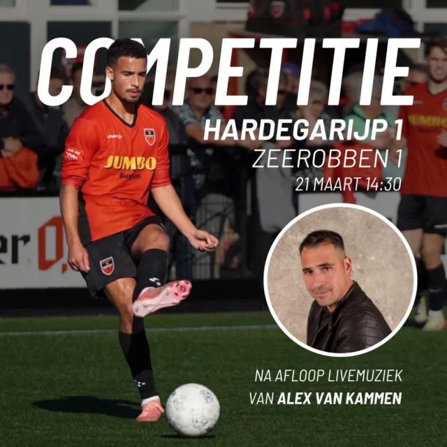 Zaterdag 21 maart, na de wedstrijd van VV Hardegarijp 1, live muziek van Alex van Kammen op Sportpark De Warren! 🎤 🍻