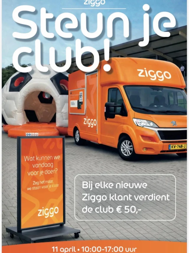 Steun je club! 

Ziggo is zaterdag (10-17u) aanwezig op de club met de servicebus en een mooie springkussen! Word je klant? Dan gaat er €50 euro naar de club. Ben je al klant? Ook dan kun je natuurlijk altijd voor je vragen langs de bus! ❤️🖤