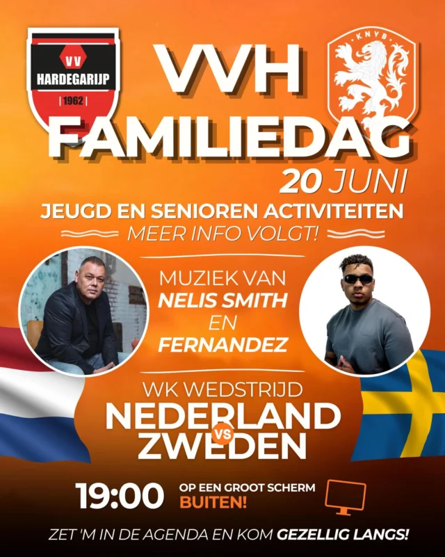 Het voetbalseizoen loopt alweer richting het einde en dat betekent dat de familiedag ook dichterbij komt!

📅 Zet daarom 20 juni alvast in je agenda. Meer informatie volgt snel!
