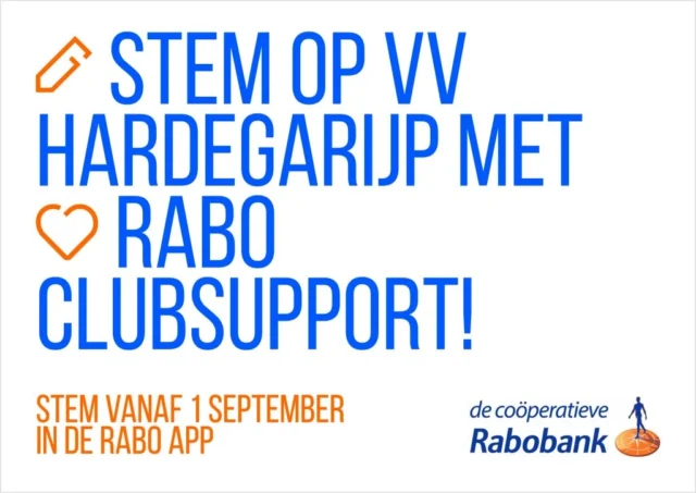 Ook dit jaar doet voetbalvereniging Hardegarijp weer mee met Rabo ClubSupport 💰 

Als lid van de Rabobank kun je stemmen op je favoriete club. De Rabobank ondersteunt met deze actie het verenigingsleven en hun activiteiten in de regio. Onze vereniging hoopt hiermee diverse verbeteringen aan onze accomodatie door te kunnen voeren. Iedere stem helpt!

Hoe werkt het?

Je kunt via de Rabobank-app of via de website stemmen door in te loggen en vervolgens te klikken op ‘Instellingen’. Daarna klik je op ‘Lidmaatschap’. Vervolgens kun je stemmen op Rabo ClubSupport. Zoek op ‘Hardegarijp’ om snel bij onze club te komen. Voor meer informatie ga je naar de website van Rabo ClubSupport of naar de clubpagina van vv Hardegarijp. Je kunt t/m 29 september stemmen!

Let op!

Je moet op drie favoriete clubs stemmen. Geen idee welke club je naast VV Hardegarijp moet selecteren? Zoek eens op ‘Hardegarijp’ of ‘Hurdegaryp’ en je komt diverse andere verenigingen uit ons dorp tegen die de steun ook goed kunnen gebruiken.
